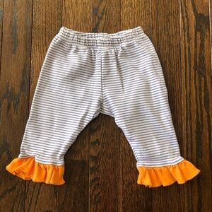 Magnolia Baby Girls 6M Purple/White Striped Orange Ruffle Pants 100% Pima Cotton